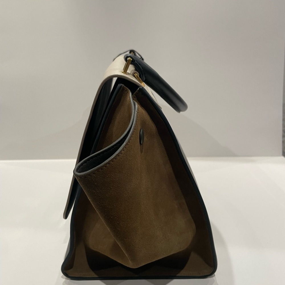 ICONIC☆Vintage Celine Trapeze - Tricolor Ivory Flap/Khaki/Black☆NWT - Picture 2 of 15
